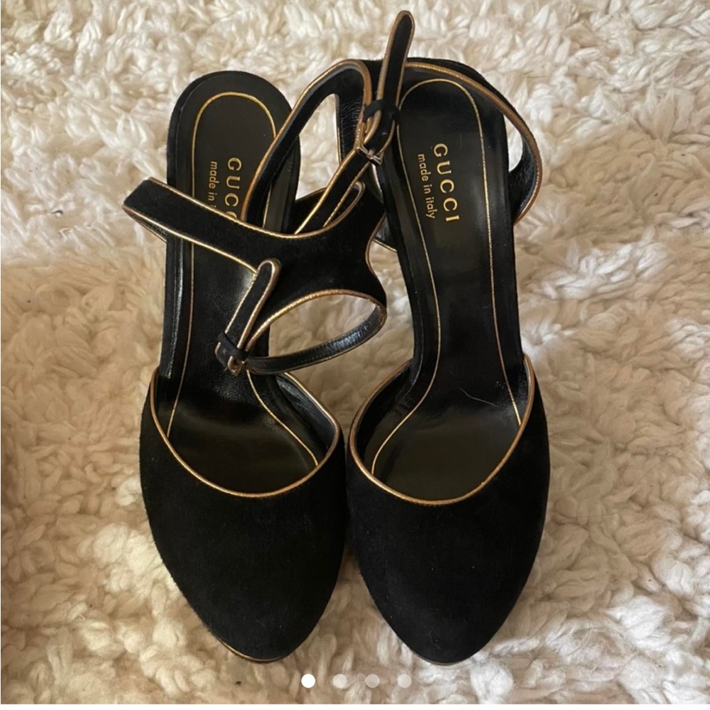 Gucci Black Firenze 1921 Kid Scamosciato / Nappa Silk Nero / Tabac Platform